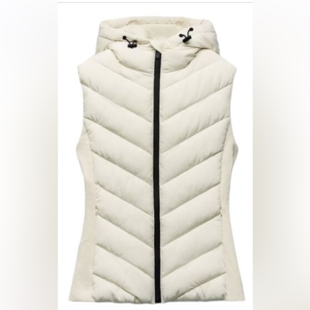 Women’s Hooded Vest Cream and Black Zara size Medium